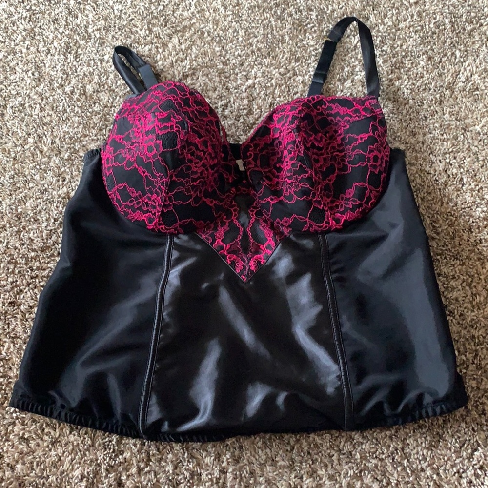 Corset top with pink detailing on bust